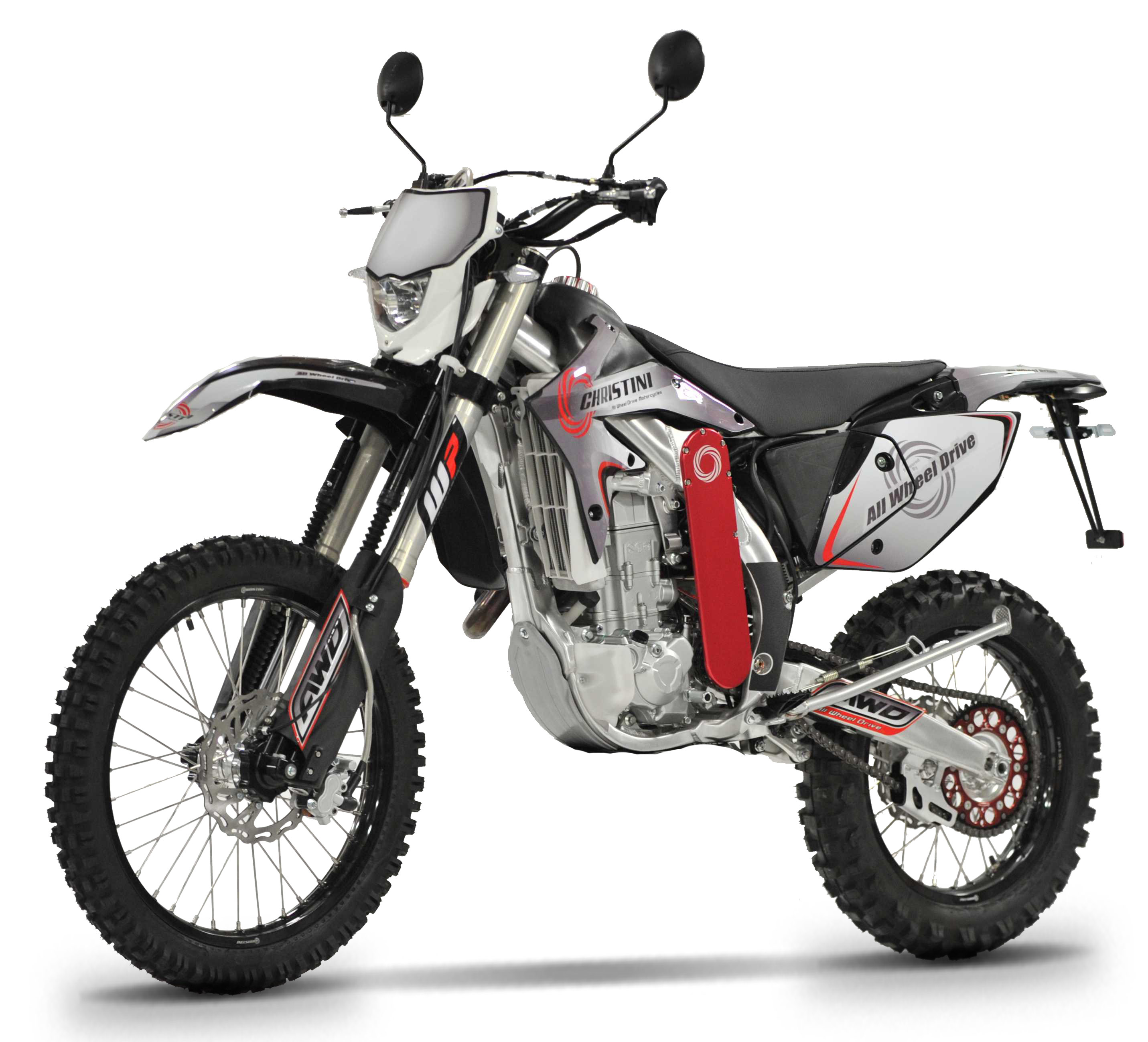 De eenvoudigste civiele versie voor op de weg van Christini, met watergekoelde 450 cc eencilinder viertakt van 32 kW. En All Wheel Drive, natuurlijk.