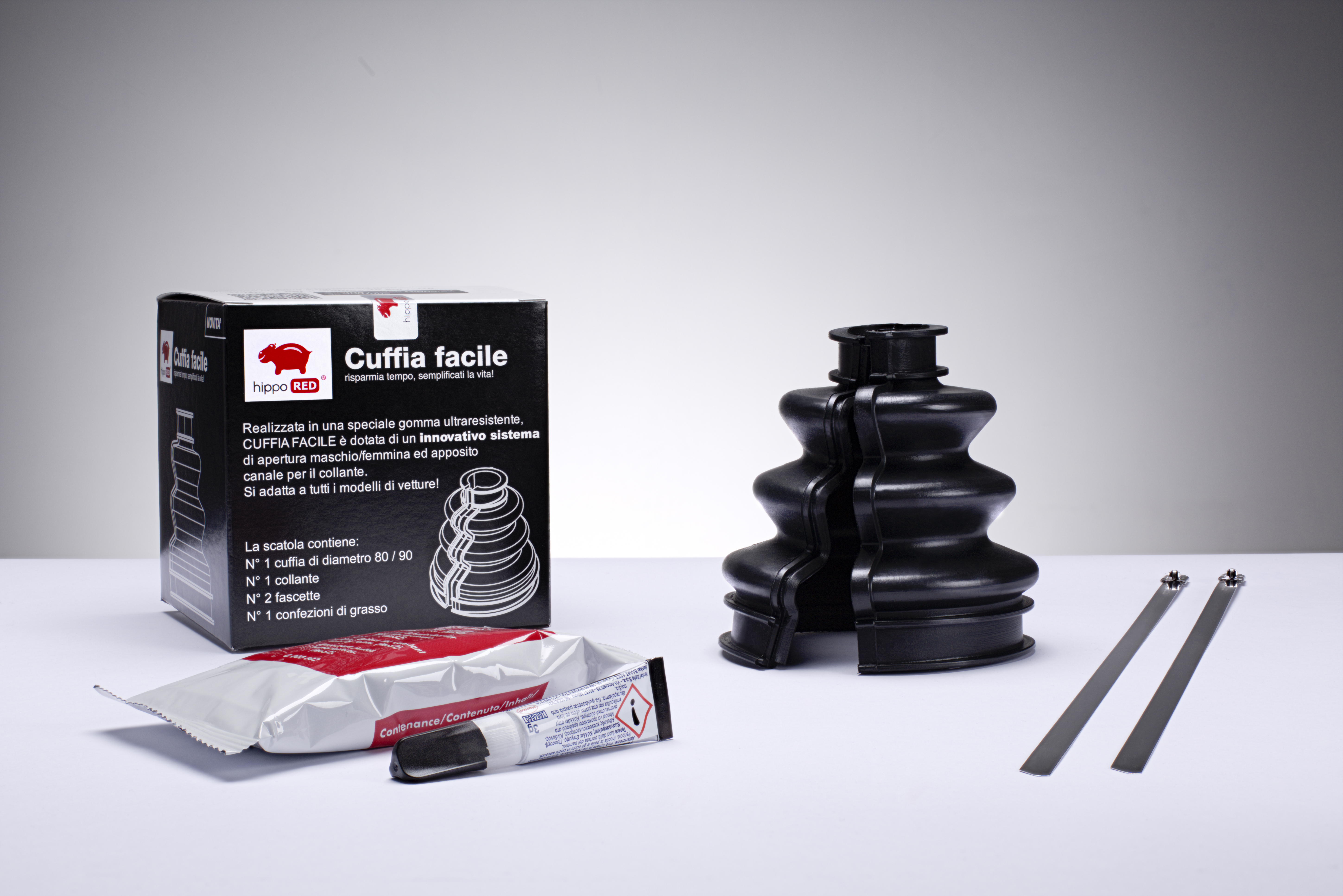 Uniek aan de deelbare hoes van Hippo Red is het opstaande randje en de gleuf.