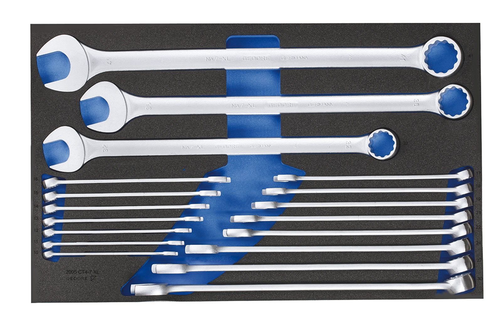 Gedore maakt bij het opbergsysteem gebruik gemaakt van schuimstof inlegmodules, die exact op maat zijn gemaakt.