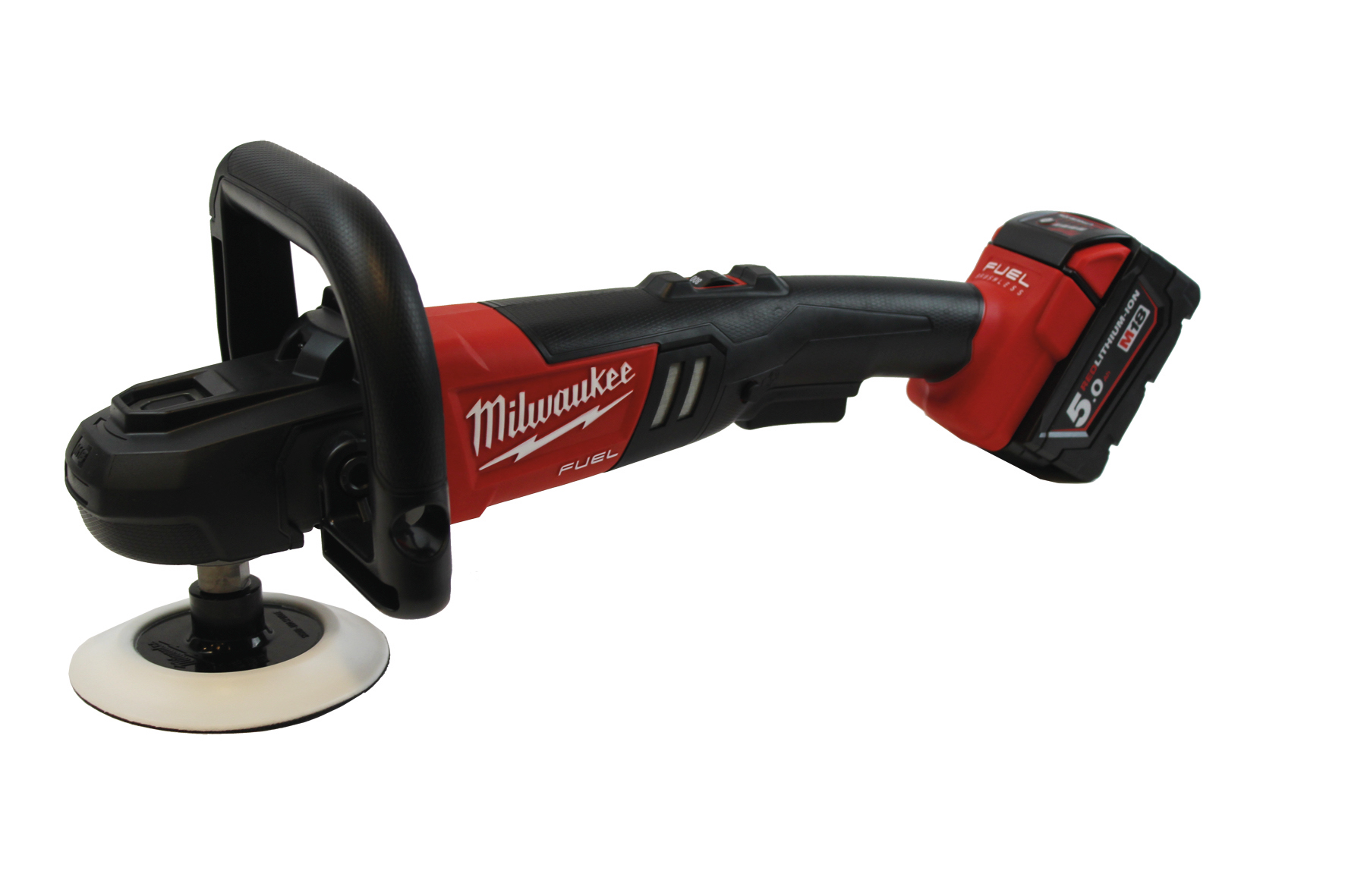 De Milwaukee 150 mm draadloze 8 standen accu polijstmachine is krachtig genoeg om snoer- of luchtgereedschap te vervangen.