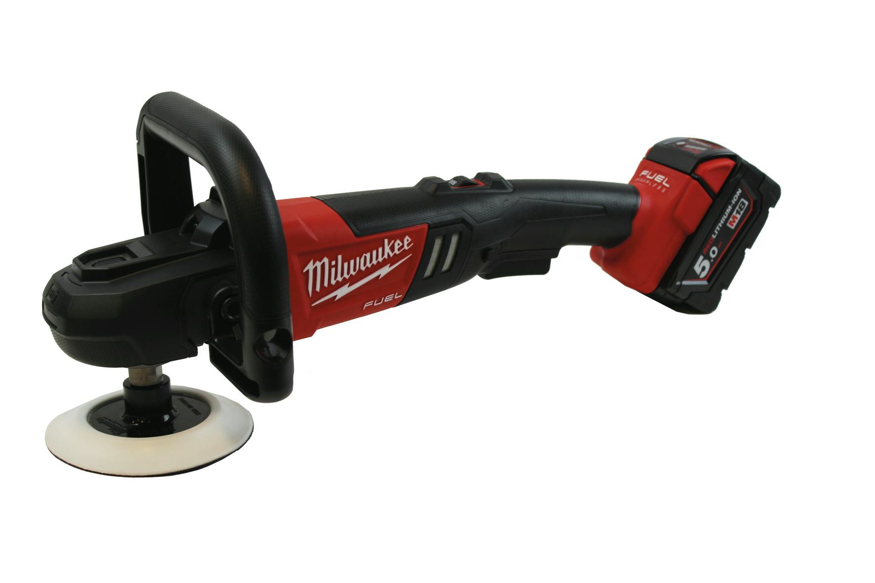 De Milwaukee 150 mm draadloze 8 standen accu polijstmachine is krachtig genoeg om snoer- of luchtgereedschap te vervangen.