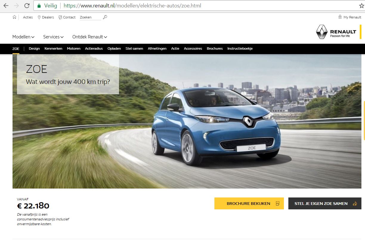 De kekke Renault Zoe rijd je al vanaf € 22.180,-. Een vanafprijs inclusief onvermijdbare kosten. Maar... is dat wel zo? Nee, ontdekten we. 