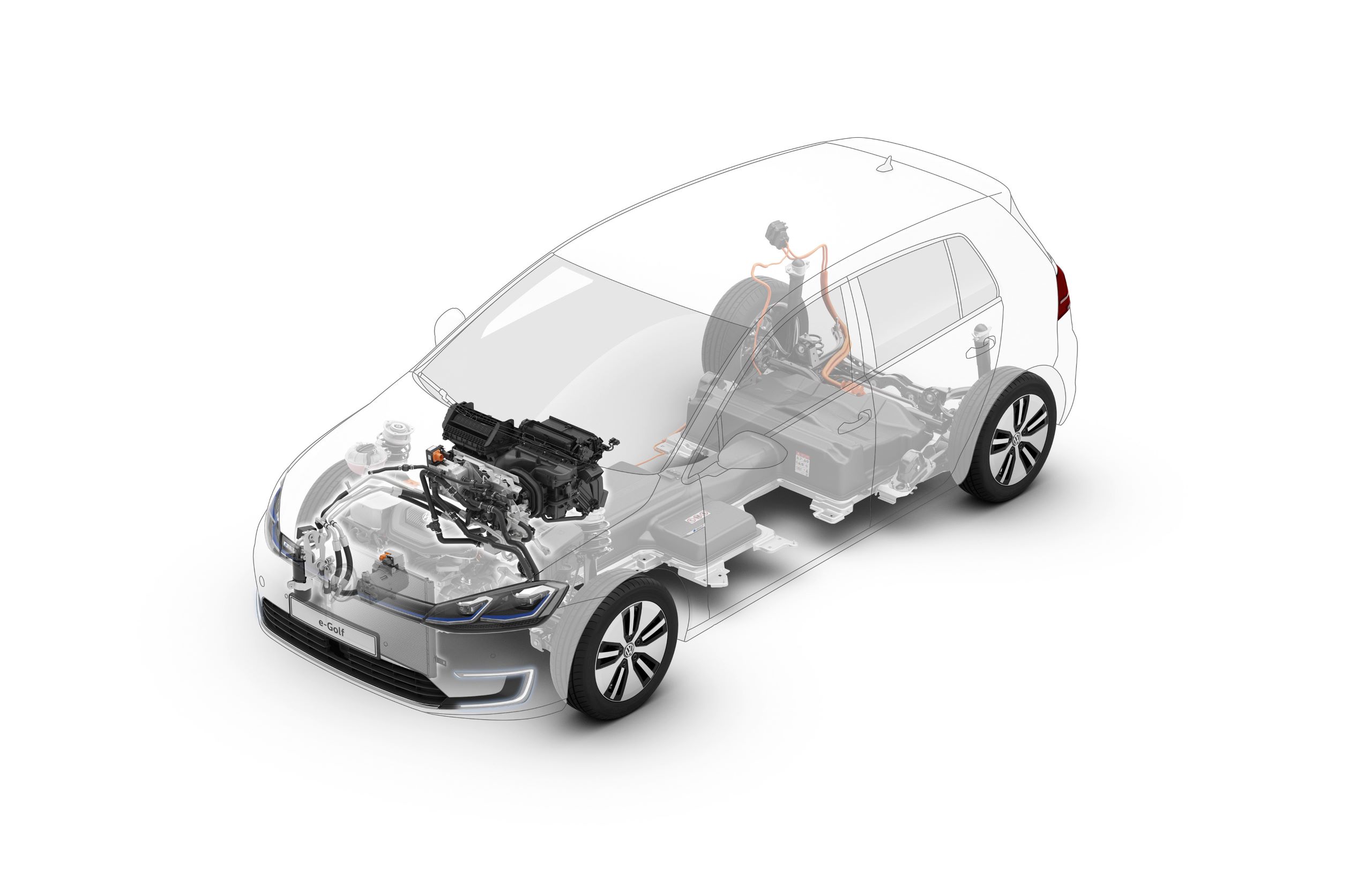 De airco van een Volkswagen e-Golf is gevuld met CO2. De aircopomp wordt elektrisch aangedreven.