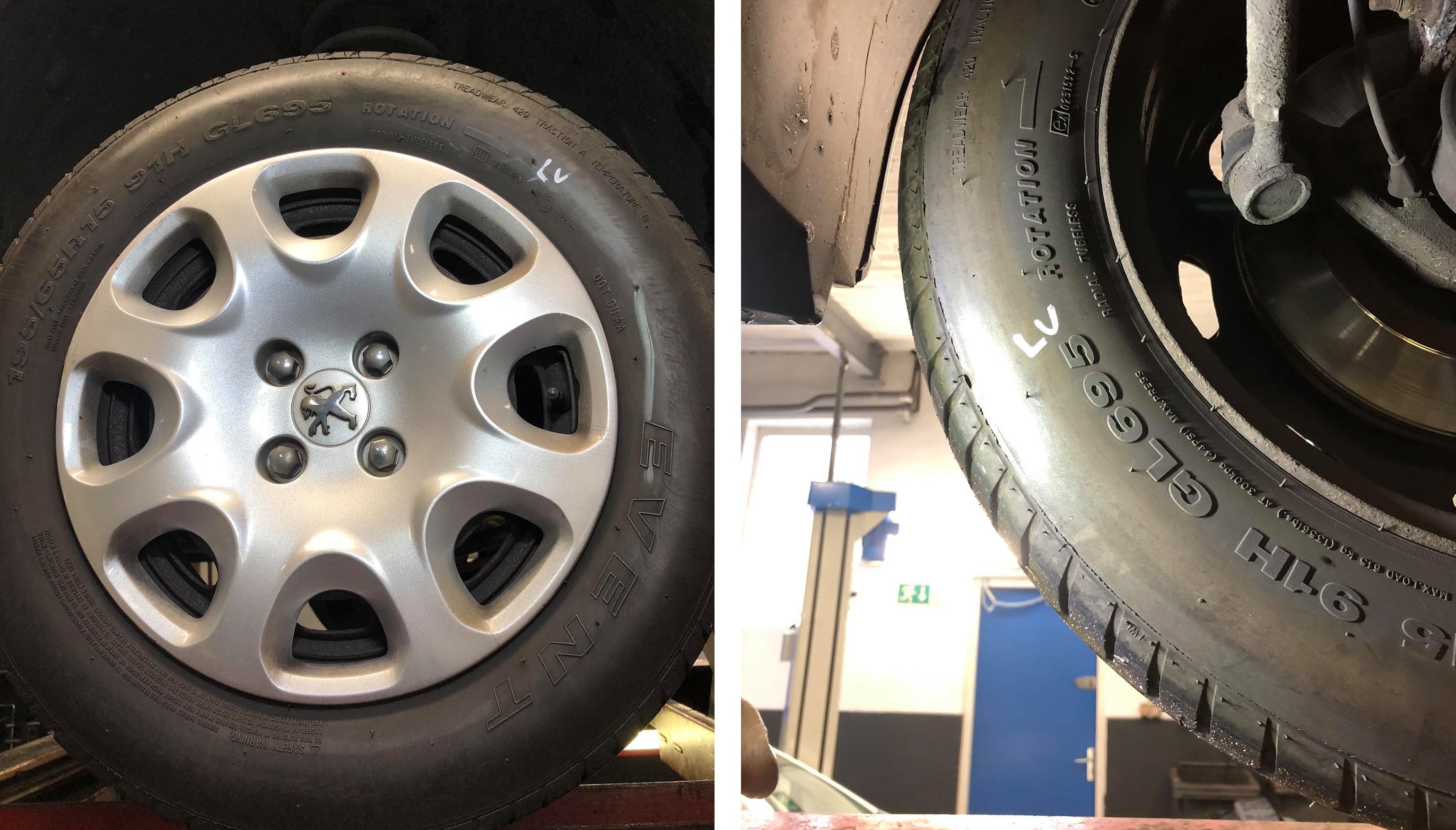 Rotation-pijl aan de buitenkant wijst in de andere richting dan die aan de binnenkant. APK goed- of afkeur?  