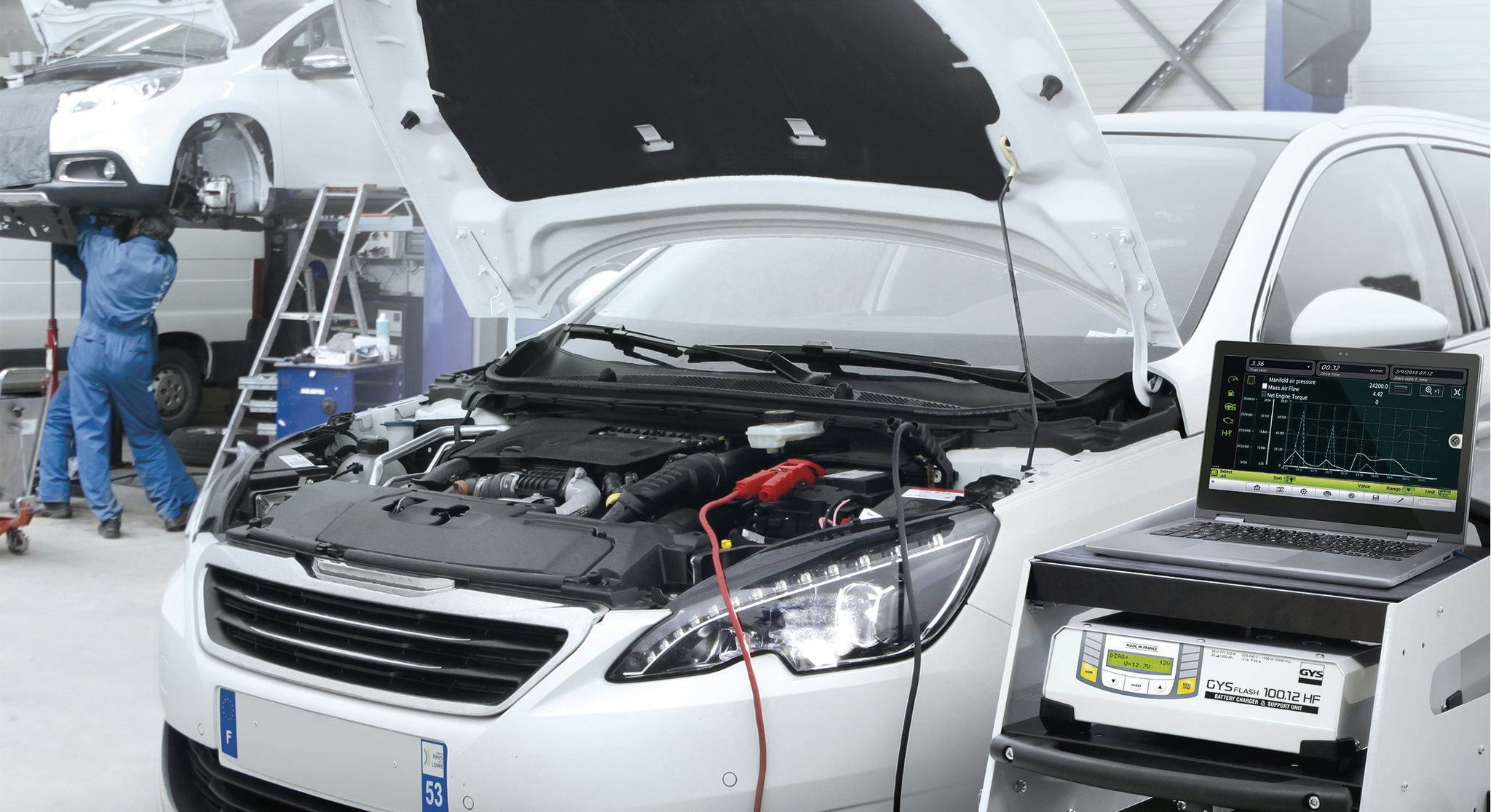 Een stevige diagnoseklus of software-update? Een stabiele spanning is dan vaak een vereiste van menig autofabrikant.