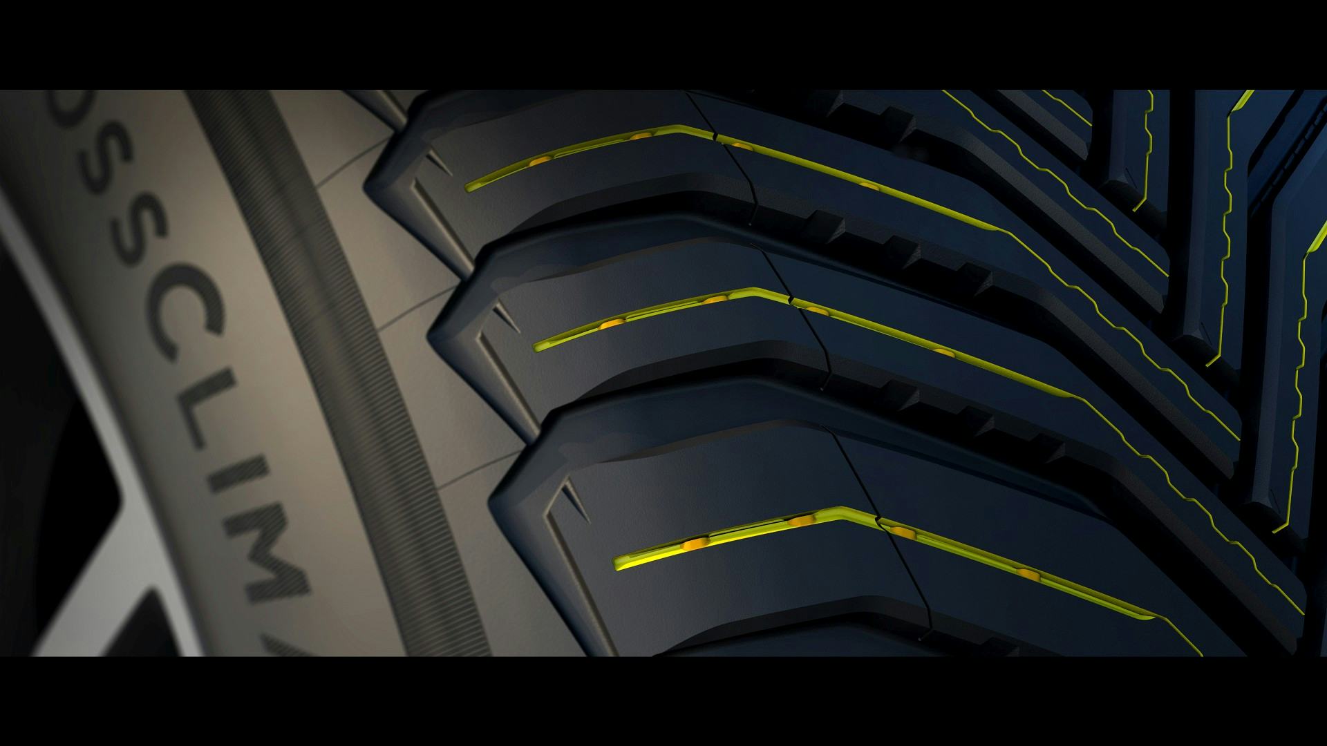 Kleine putjes in de zijkant van de profielblokken moeten helpen sneeuw in het profiel vast te houden, waarmee de grip op sneeuw verbetert.