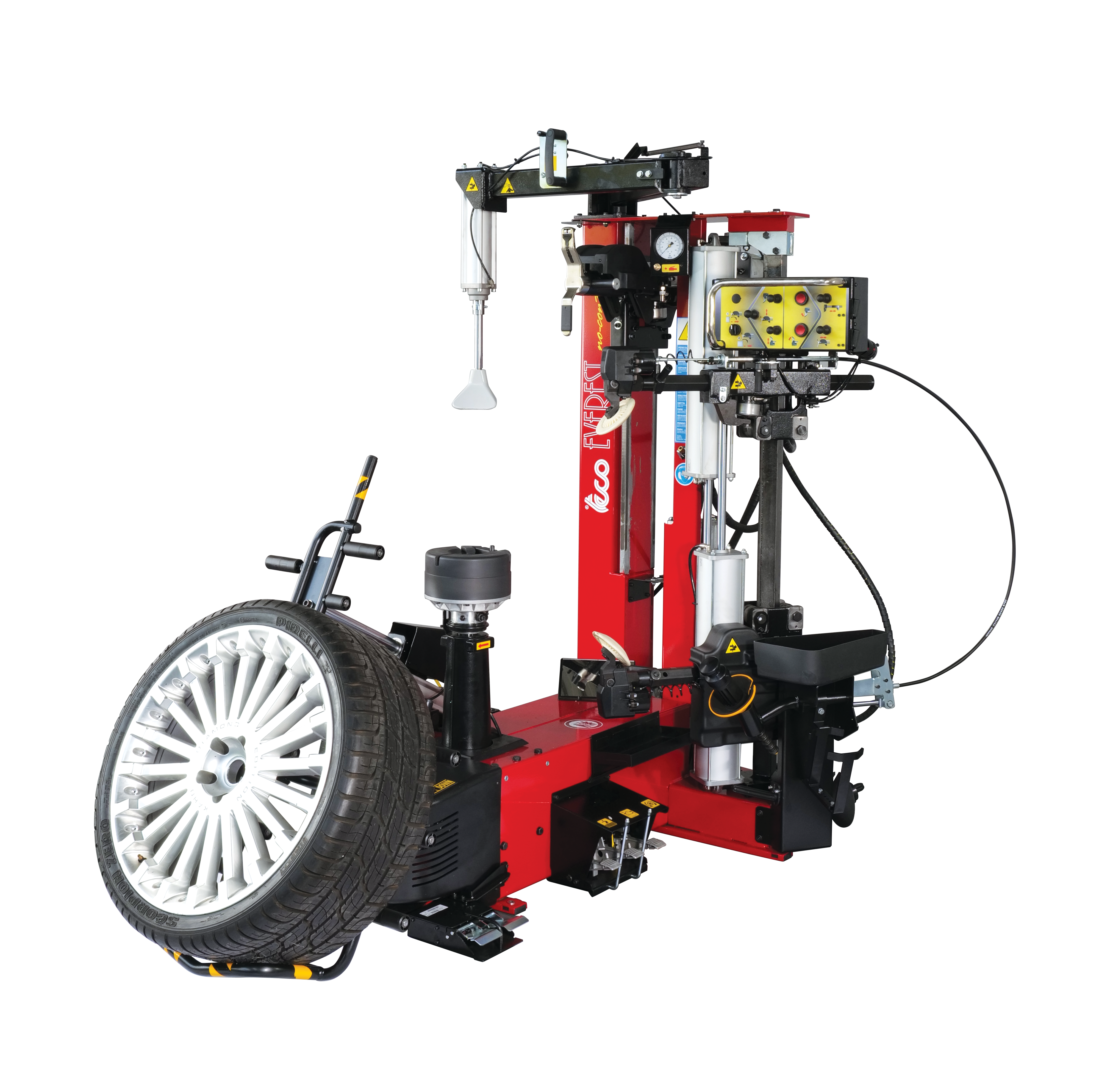 CBX levert deze Teco Everest voor € 12.995,- Deze machine is voorzien van wiellift die de band al gelijk op de goede plek legt en heeft een sterk hielafdruksysteem in de verticale kolommen. De vernieuwde demontagekop zorgt er dankzij het zogenoemde No-Touch principe voor dat de velg nooit geraakt wordt.