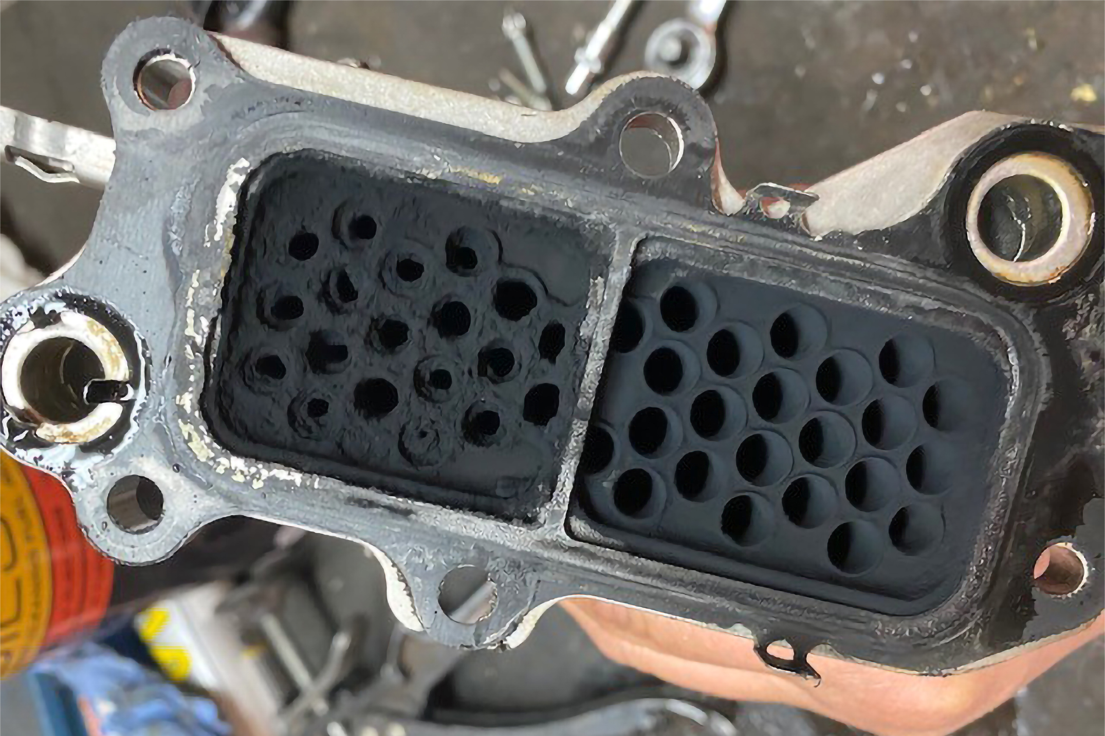 Zo ziet verontreiniging door koelvloeistof in een EGR-koeler eruit