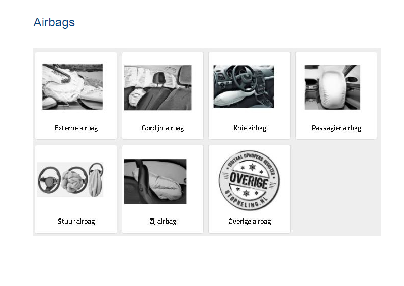 Klik je op zo’n onderdelengroep, dan zie je welke onderdelen allemaal onder die groep vallen.