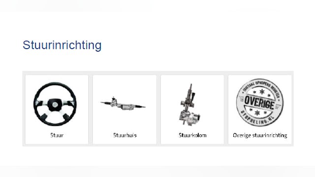 Klik je op zo’n onderdelengroep, dan zie je welke onderdelen allemaal onder die groep vallen.