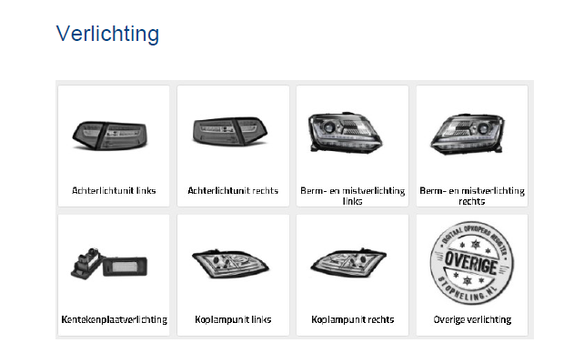 Klik je op zo’n onderdelengroep, dan zie je welke onderdelen allemaal onder die groep vallen.