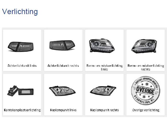 Klik je op zo’n onderdelengroep, dan zie je welke onderdelen allemaal onder die groep vallen.