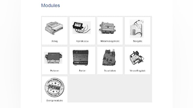 Klik je op zo’n onderdelengroep, dan zie je welke onderdelen allemaal onder die groep vallen.
