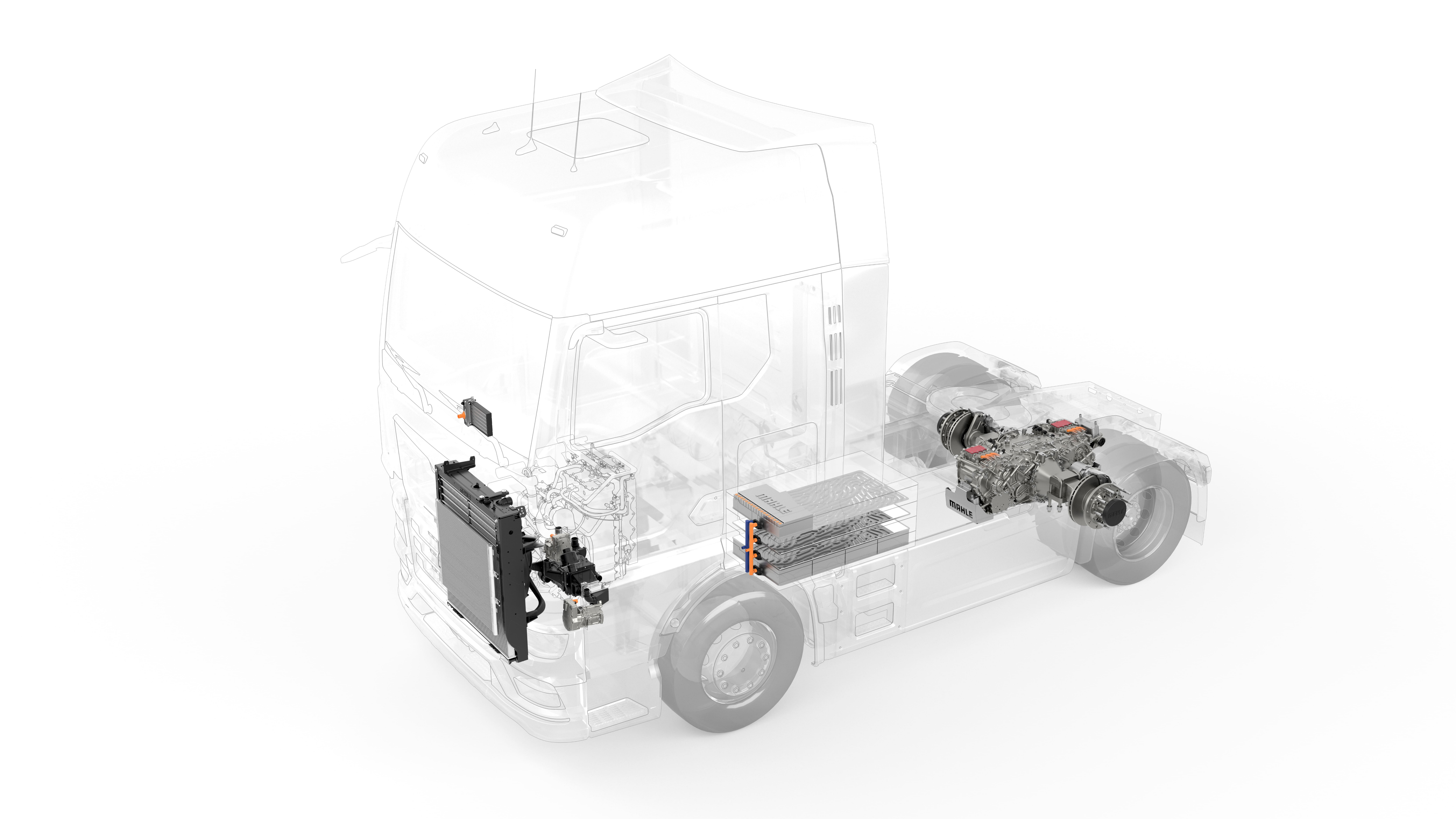 Deze ‘virtuele’ trekker demonstreerde dat Mahle vrijwel alles rond elektrische aandrijving in huis heeft, tot aan brandstofcellen en een koelsysteem voor batterij of brandstofcel. - Foto: Mahle