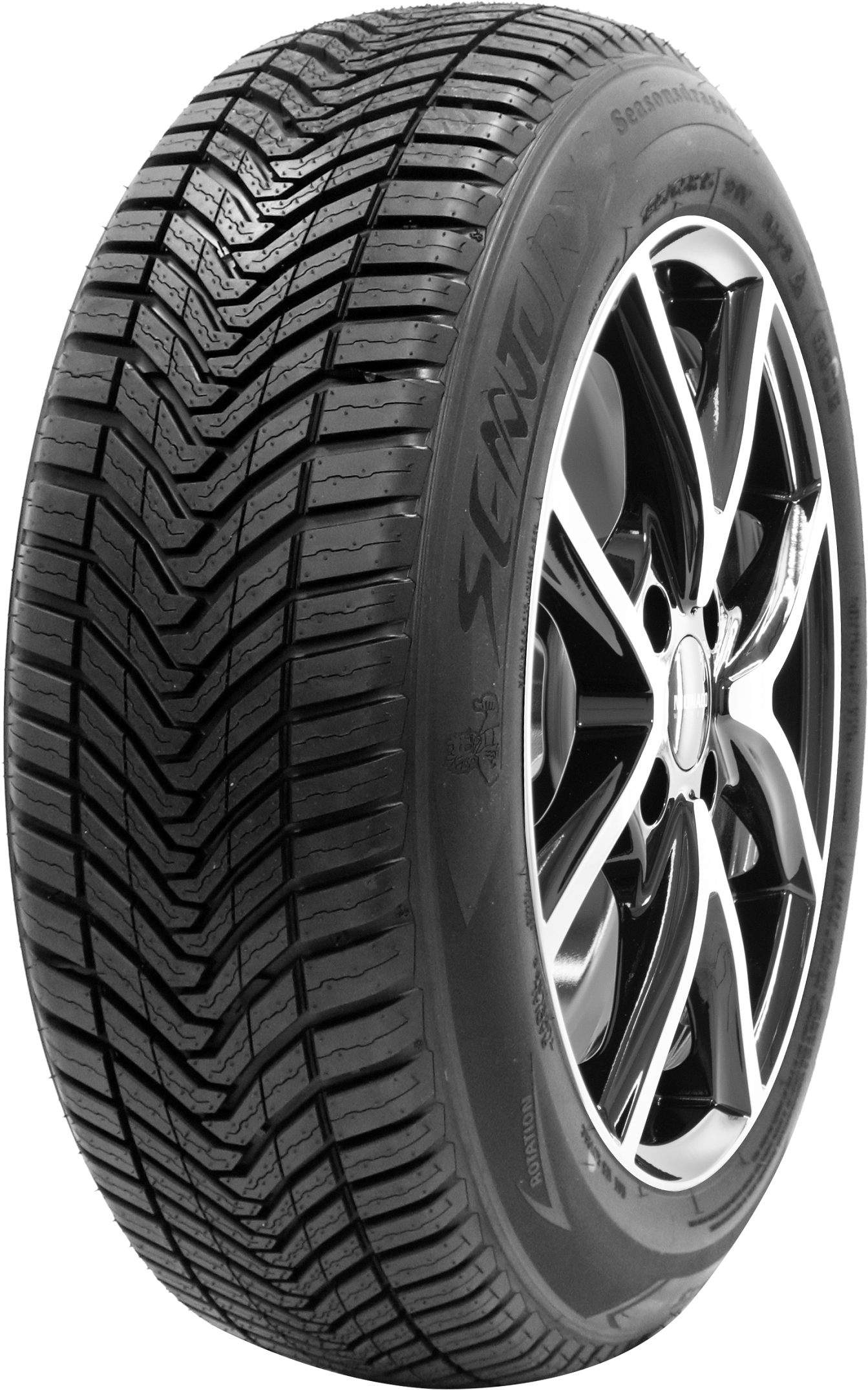 Sentury Seasonsdragon 2: een vierseizoenenband, met aaneengesloten, lange profielblokken voor stabiel rijgedrag, richtingsgebonden profiel met goede waterafvoereigenschappen en verkrijgbaar in 14 tot en met 21 inch.