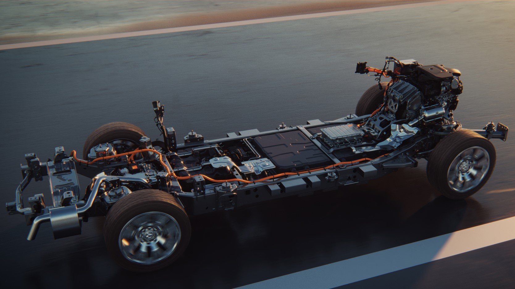 Een STLA ladderchassis platform blijft in de VS absolute noodzaak. Het is berekend op elektrische aandrijving achter, of met brandstofmotor, of hier beide als range extended BEV. - Foto: Stellantis