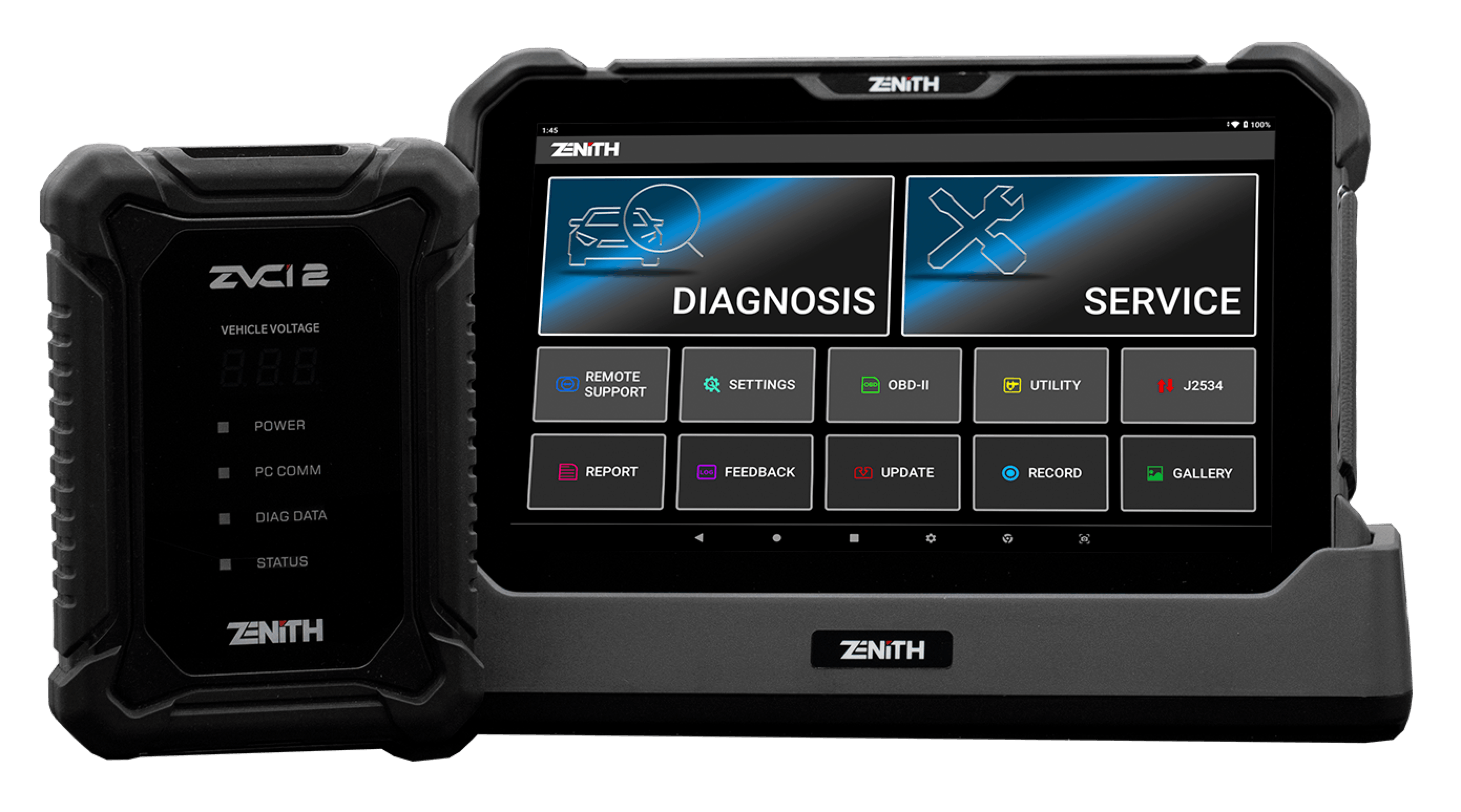 De draadloze VCI toont meteen de accuspanning bij aansluiting. Veel voertuigen worden automatisch herkend via het chassisnummer. Foto: Zenith