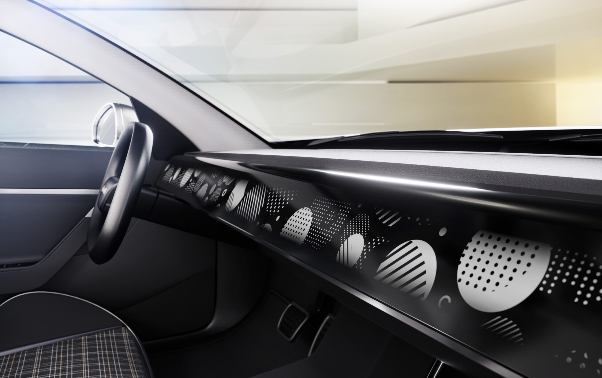 Het E Ink-trimline-display van Continental strekt zich uit over de volledige breedte van het voertuigcockpit. - Foto: Continental