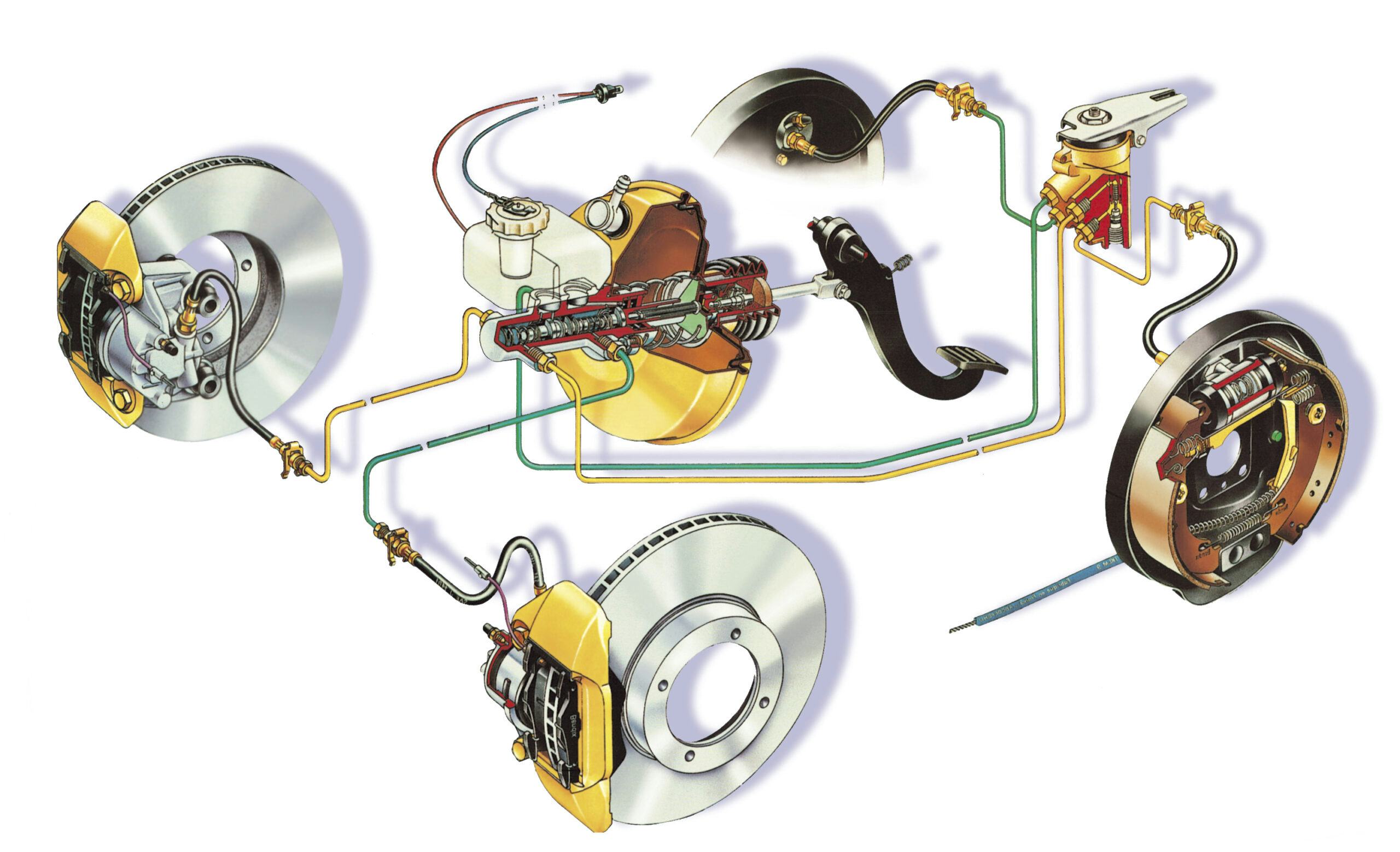 De eerste hydraulische remsystemen hadden geen rembekrachtiging, later werd de vacuüm rembekrachtiging standaard. - Foto: Continental