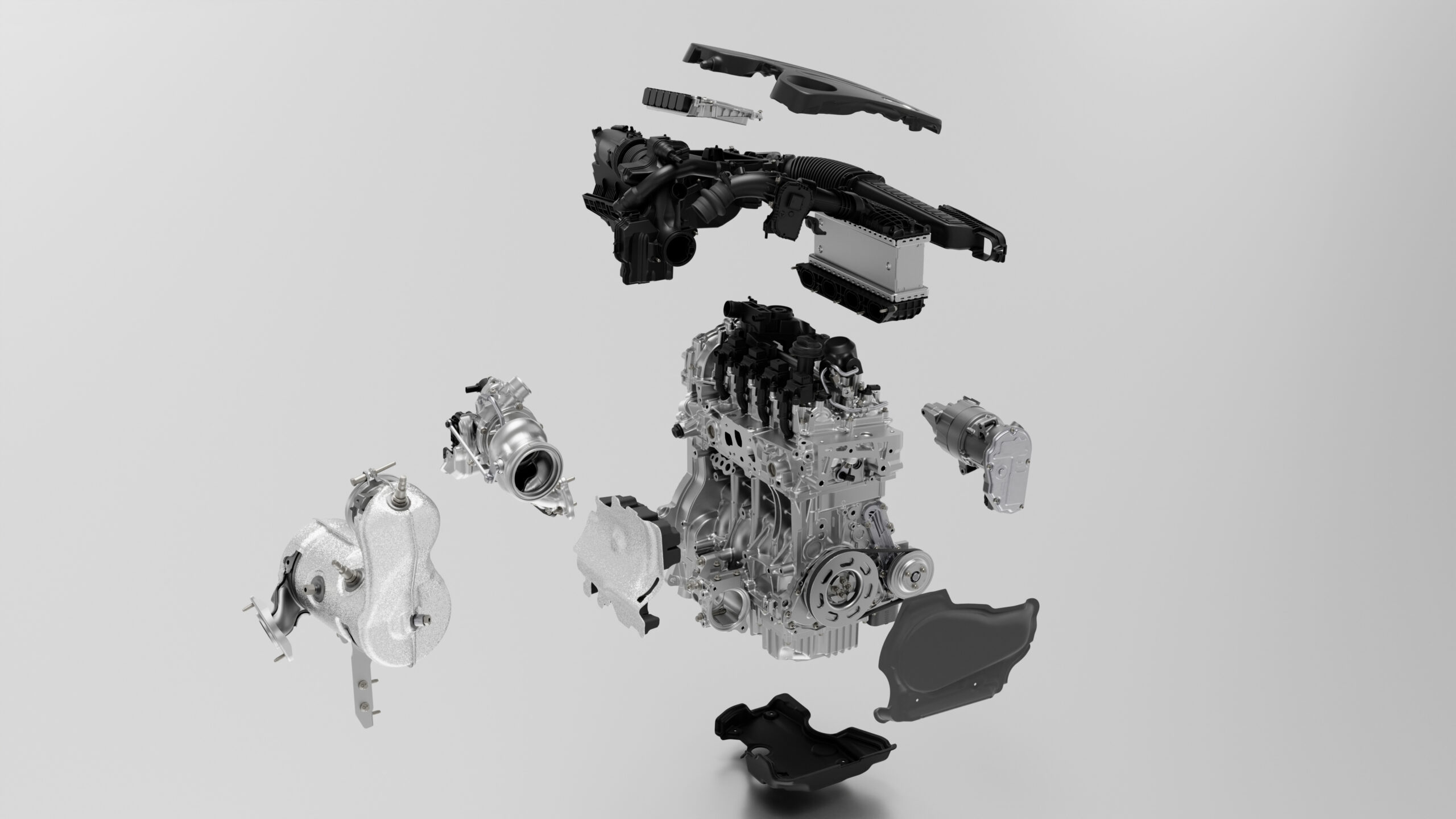 Viercilinder, supersnel ontwikkeld voor het elektrische MMA-platform van de Mercedes CLA in samenwerking met… Horse.  
