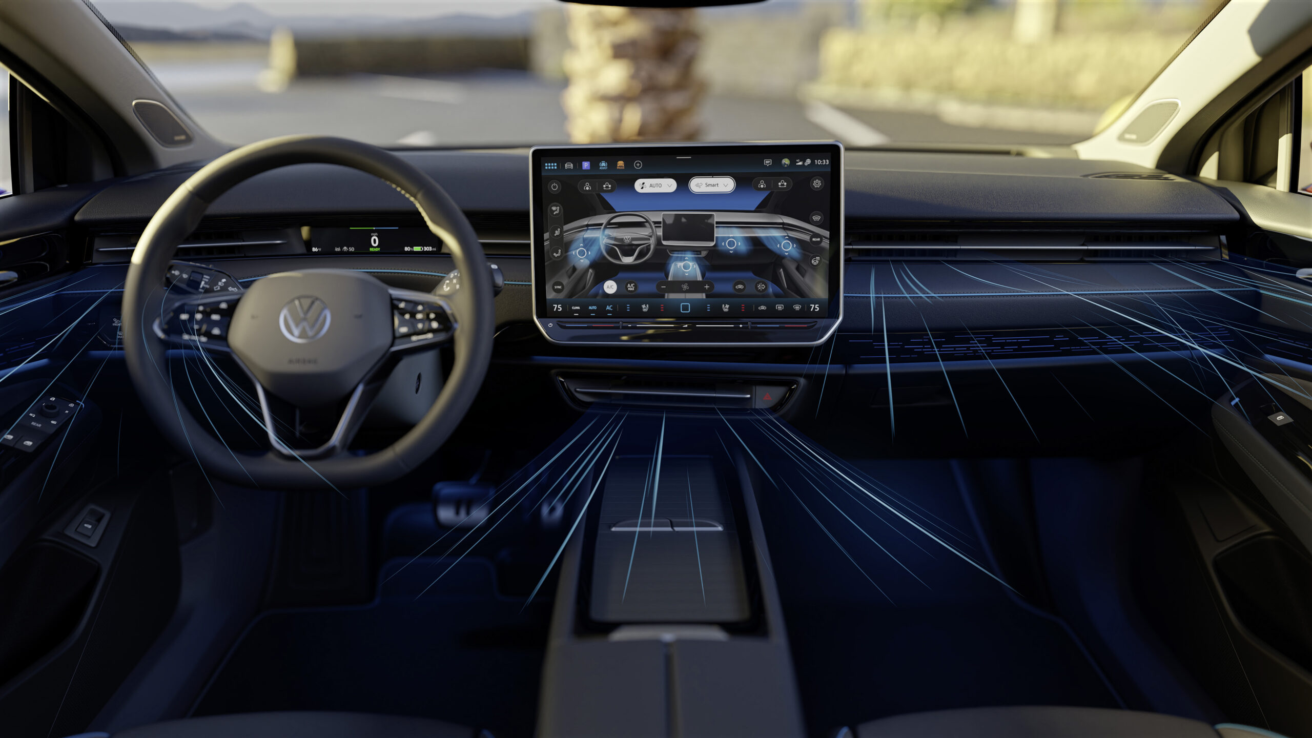 Bij de VW ID.7 is CO2-airco met warmtepomp een optie. In een EV is het een zeer gewenste optie omdat je flink op energie kunt besparen voor koelen en verwarmen. - Foto's: Volkswagen 