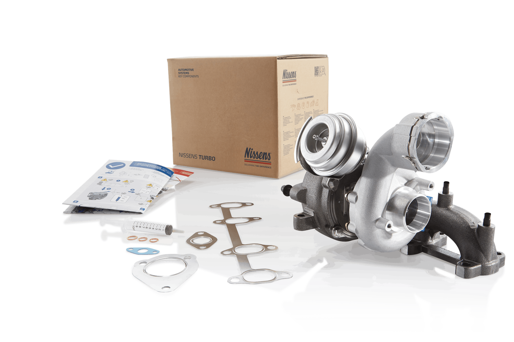 Turbo's van Nissens worden geleverd in het First-Fit concept met pakkingen, rekbouten en installatiegids.