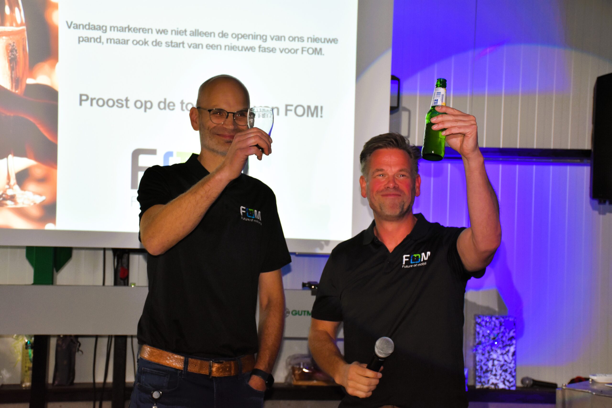 FOM-ondernemers Leon Engelbertink en Gerwin Peek toosten op de toekomst.