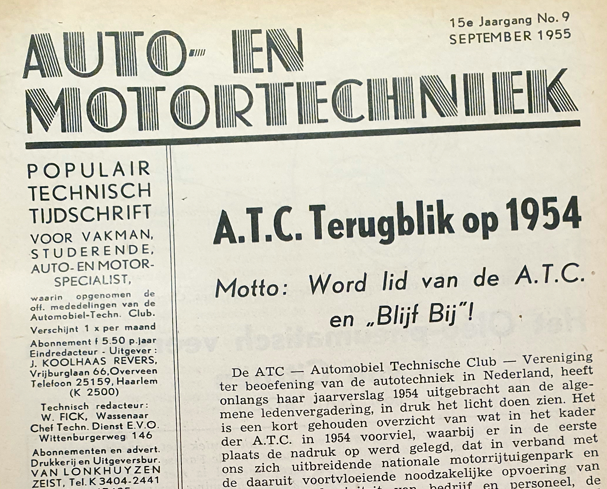 AMT maakt in september 1955 reclame om lid te worden van ATC. Dit is het voorwoord uit AMT 9 van dat jaar.