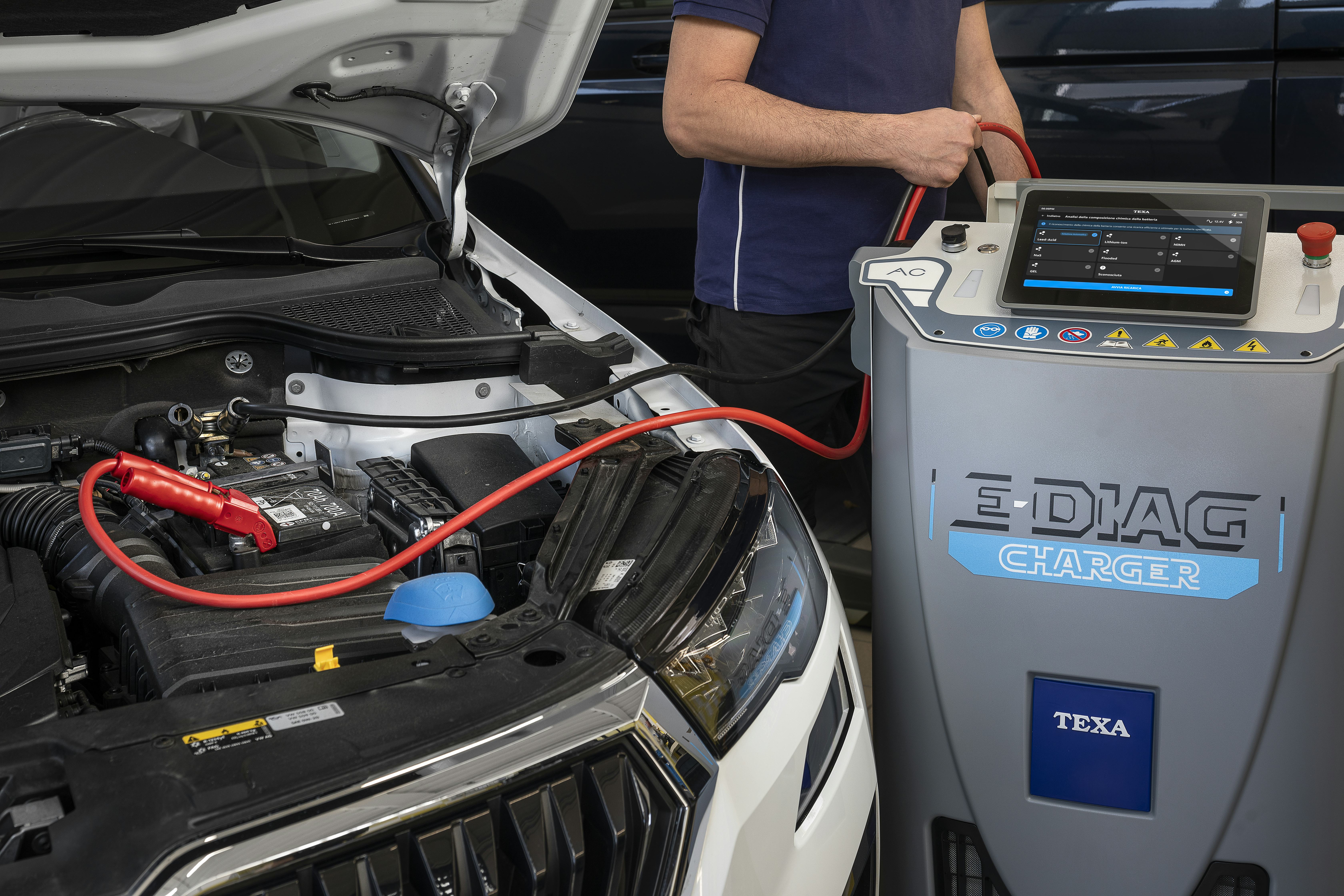 STECO presenteert de TEXA E-DIAG CHARGER, een mobiel toestel voor laden én testen van HV-batterijen.