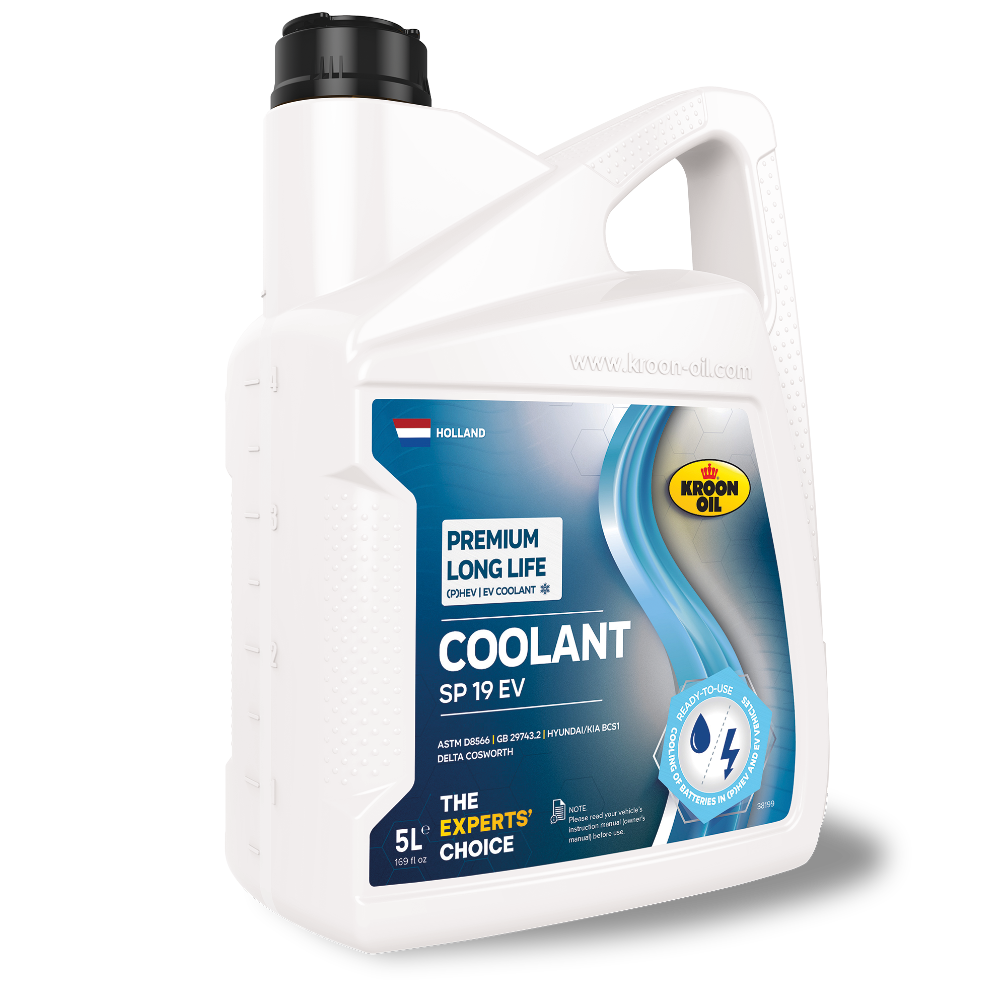 De nieuwe labels verschijnen op alle verpakkingen, zoals hier op de 5 liter flacon. Het blauwe label heeft een frisse, premium uitstraling.