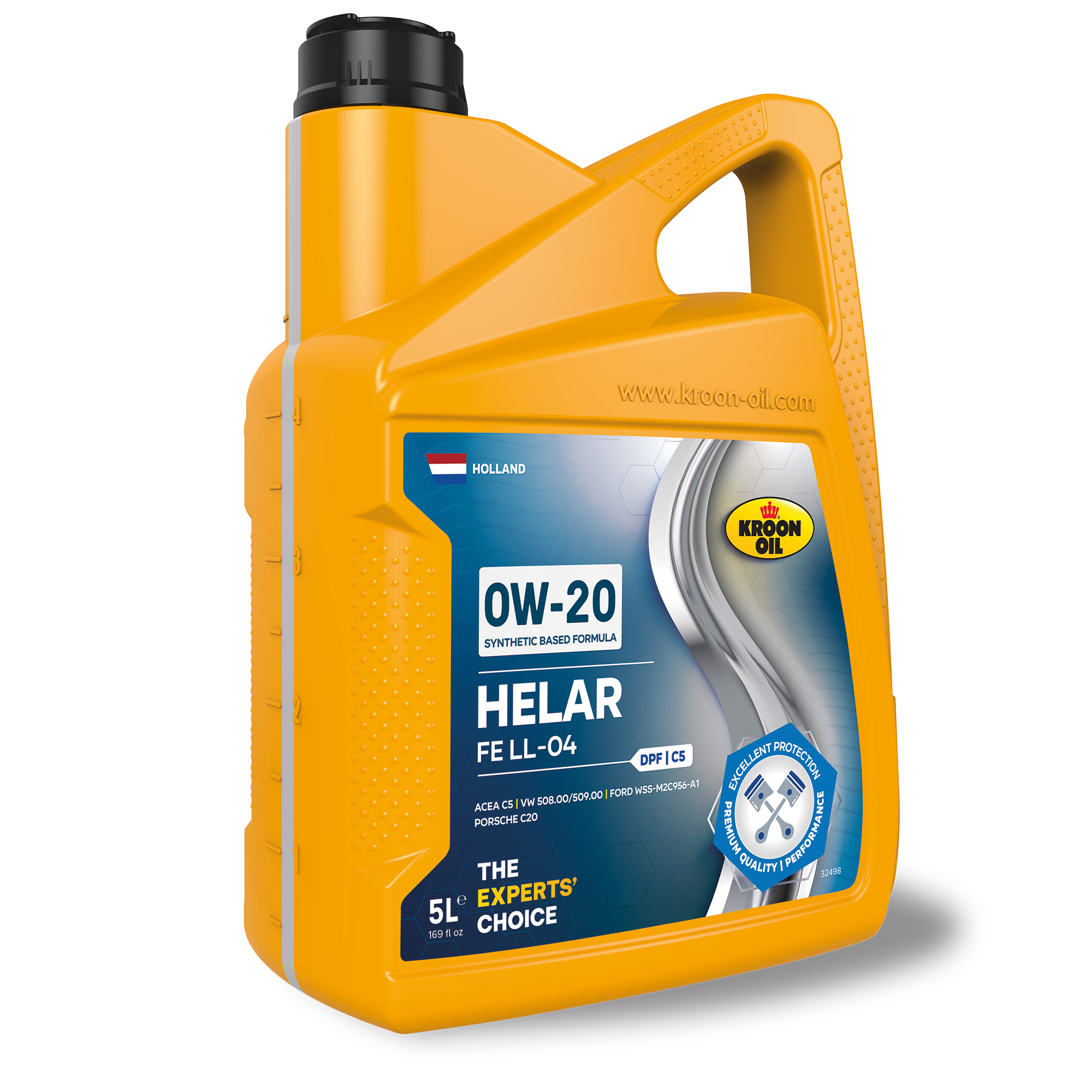 De productnaam Helar en de viscositeit, bijvoorbeeld 0W-20, zijn groter weergegeven voor directe herkenning.