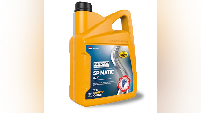 Vanaf mei 2026 vervangen de nieuwe labels geleidelijk de oude. Dit is het nieuwe label van de SP Matic transmissie-olie.