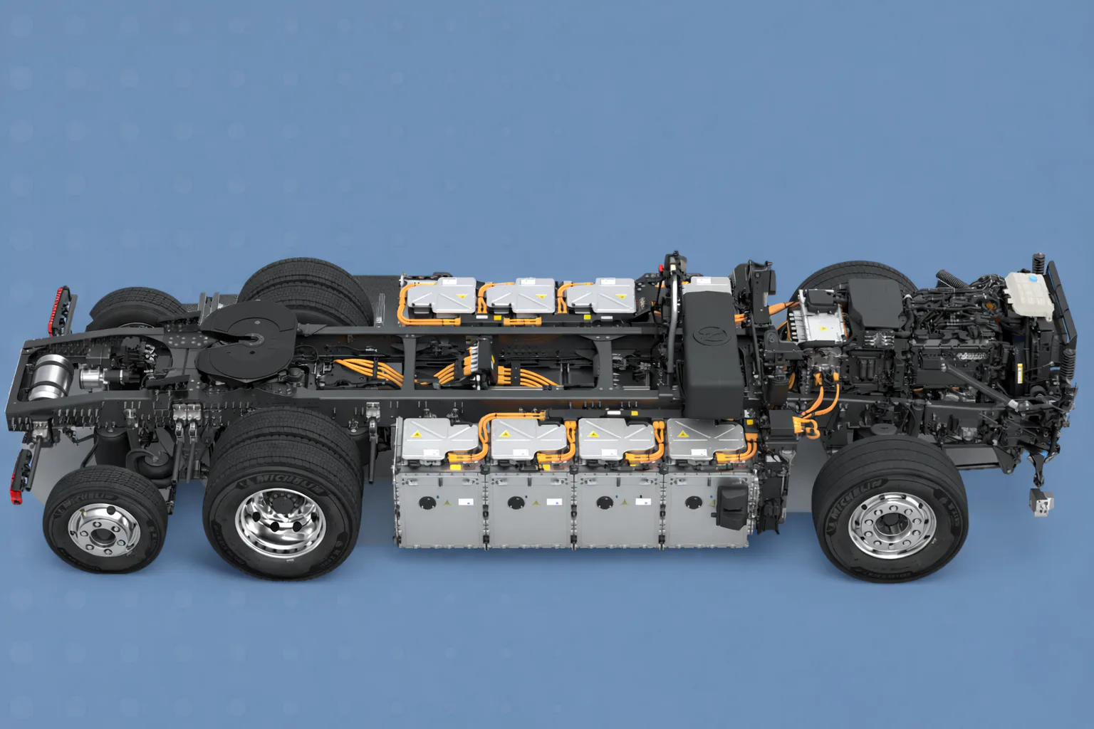 Nieuwe Volvo FM Aero Electric: e-as, acht batterij-units en naloopas.