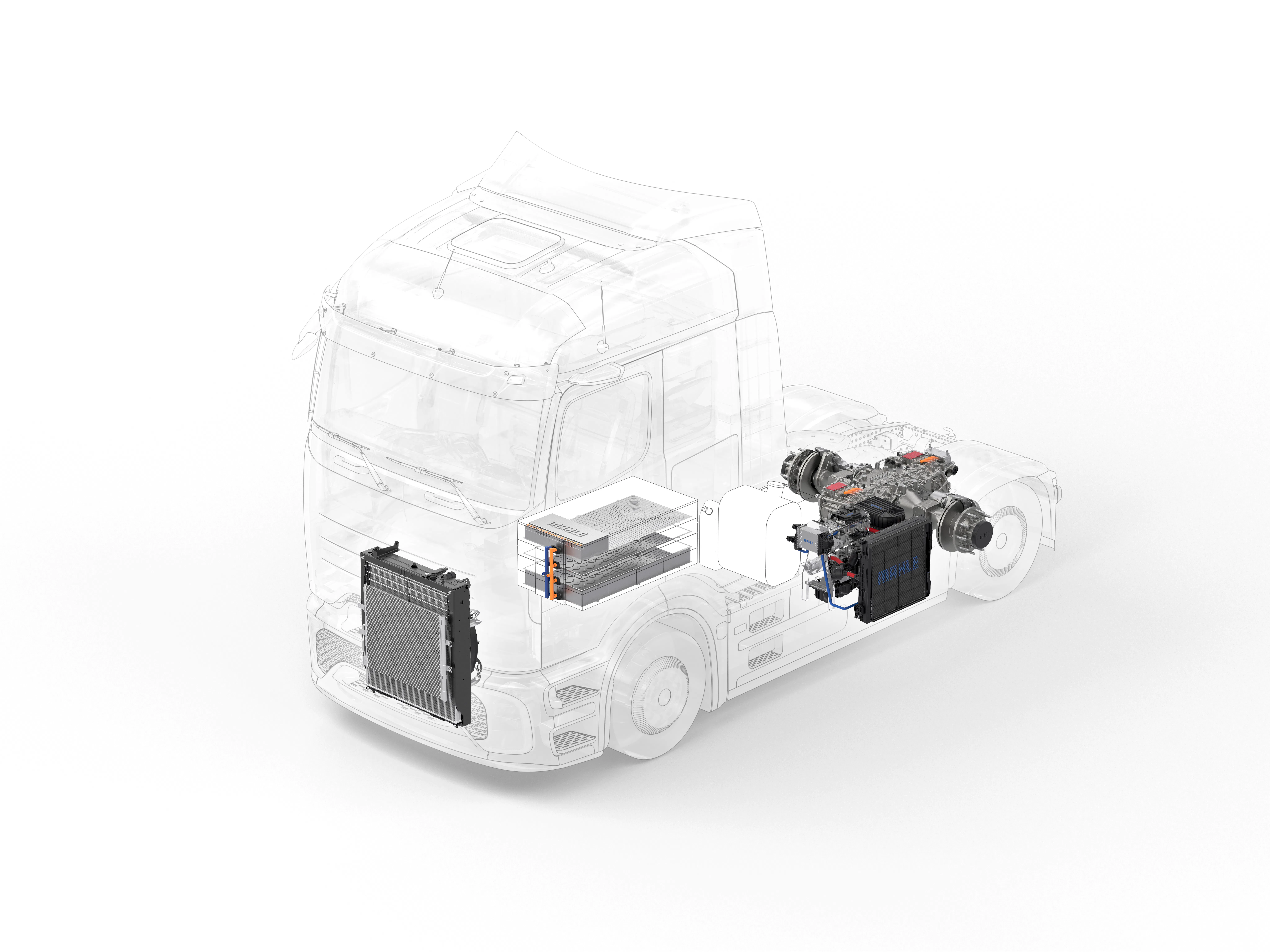 Zo moet het passen, een Mahle REX voor de achteras in plaats van een batterijmodule.